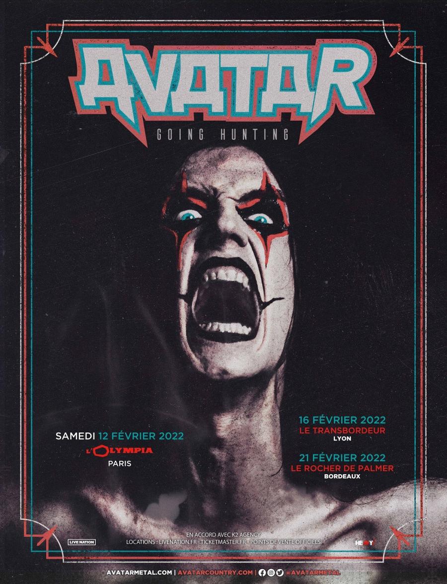 AVATAR pour trois dates en France, dont l’Olympia le 12 février 2022.