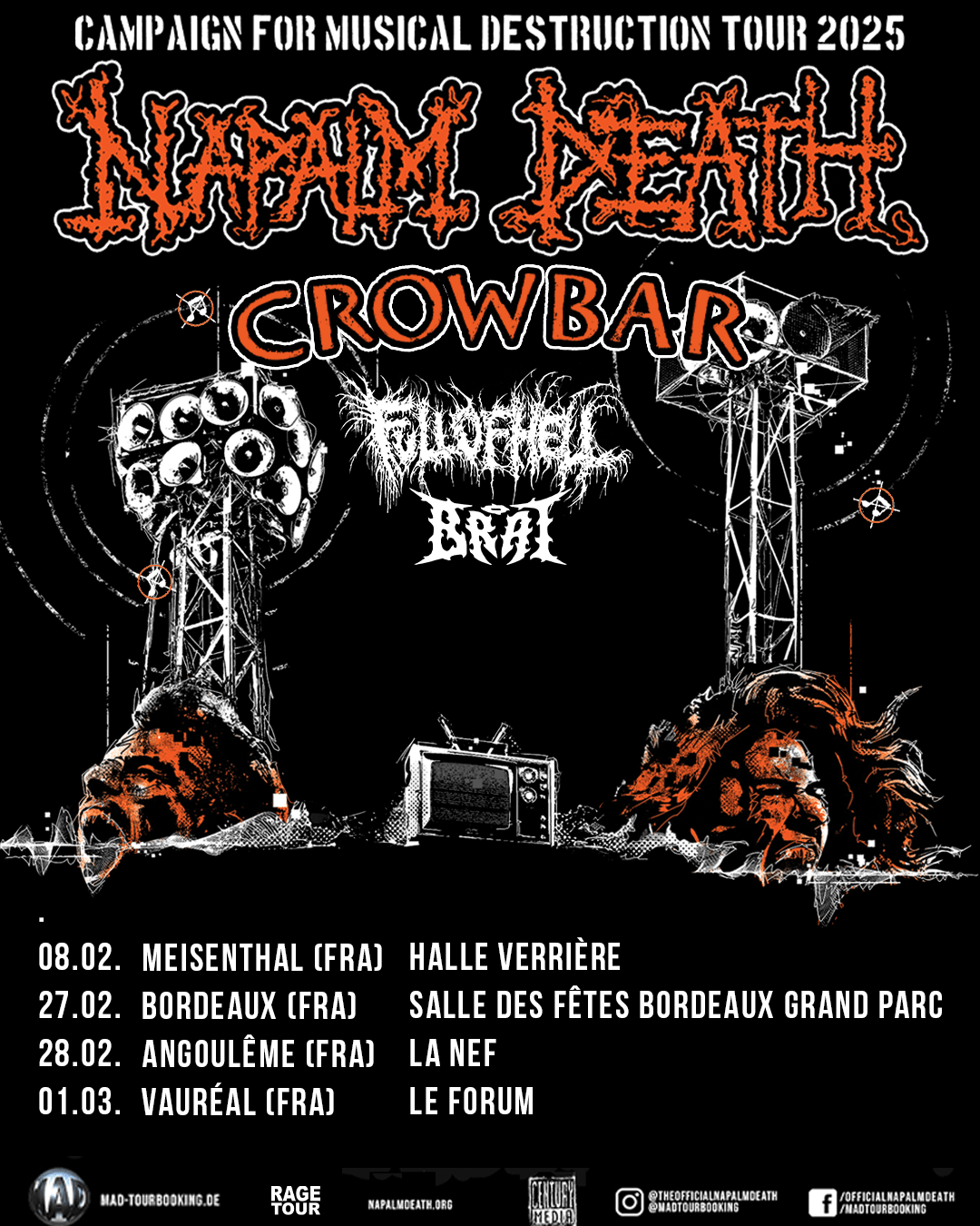 Napalm Death + Crowbar + Full Of Hell + Brat