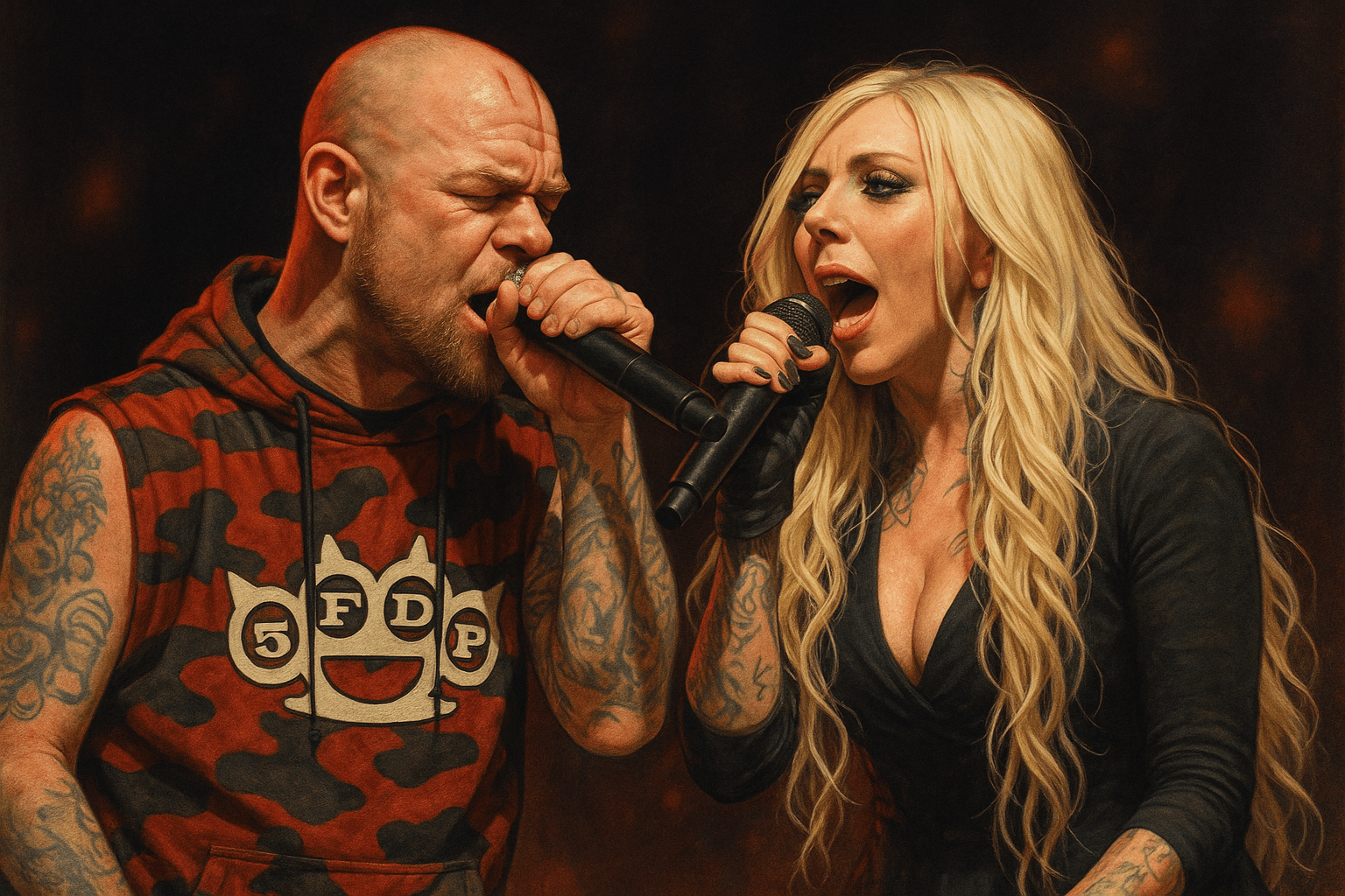 Five finger death punch : I refuse avec Maria Brinks 1 Ivan moody et maria brik