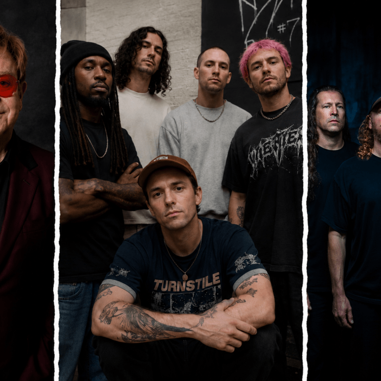 turnstile entouré de elton john et de dying fetus