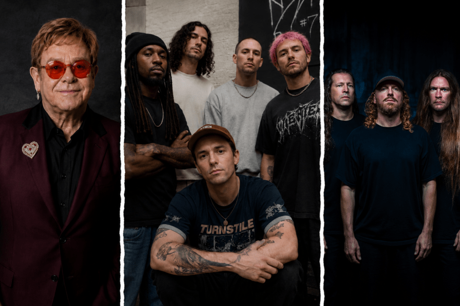 turnstile entouré de elton john et de dying fetus